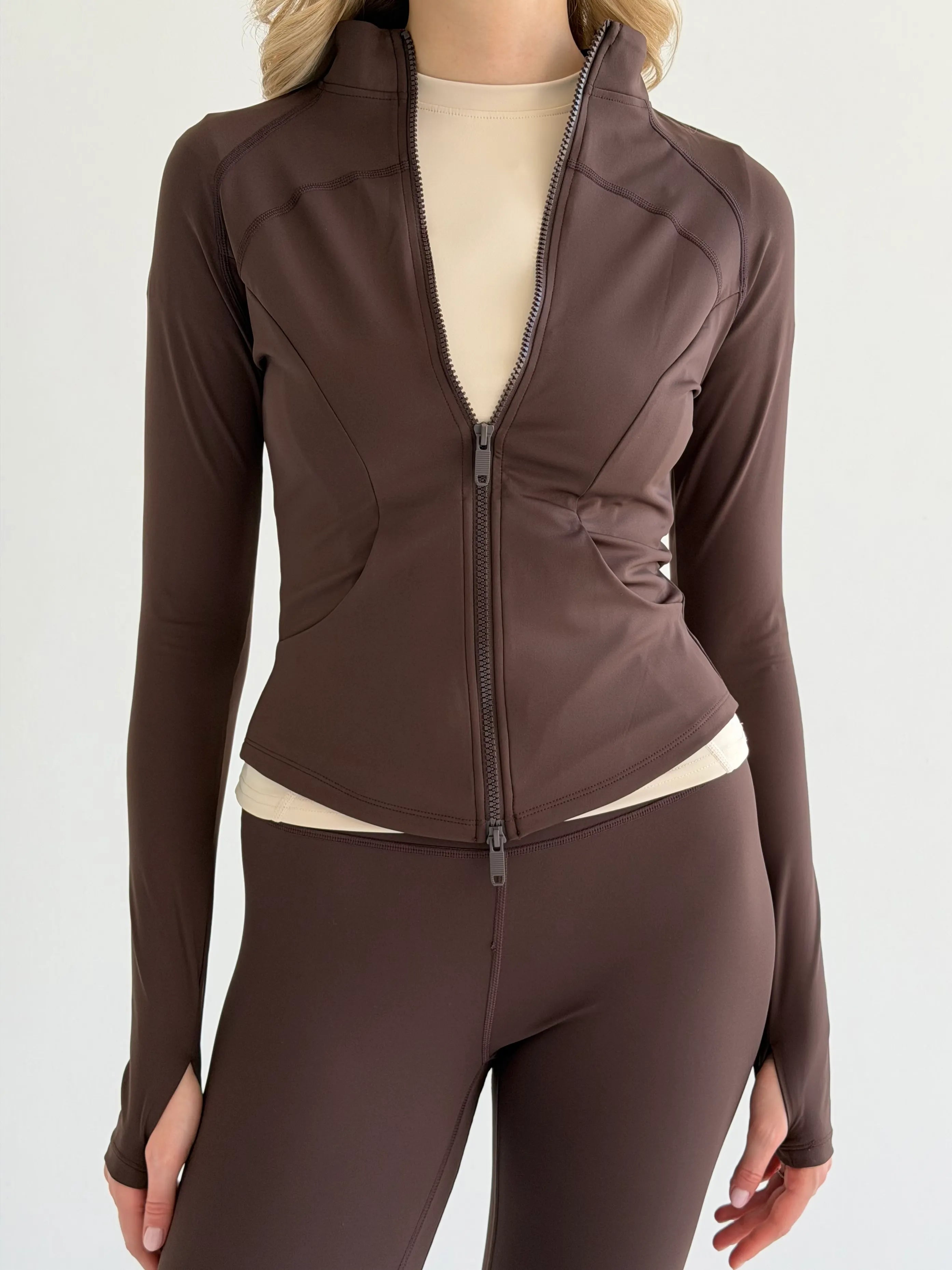 Yoga zippered sweatshirt brown