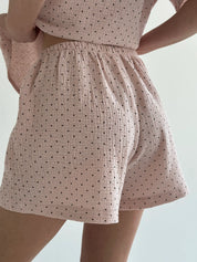 Suit shorts and short-sleeved shirt muslin pea powder