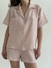 Suit shorts and short-sleeved shirt muslin pea powder