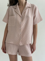 Suit shorts and short-sleeved shirt muslin pea powder