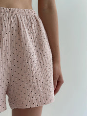 Suit shorts and short-sleeved shirt muslin pea powder