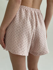 Suit shorts and short-sleeved shirt muslin pea powder