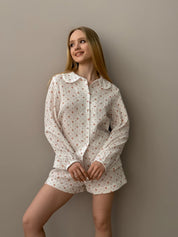 Muslin Suit with round neck flower