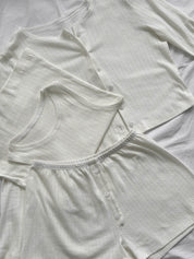 Ribbed T-shirt milk color
