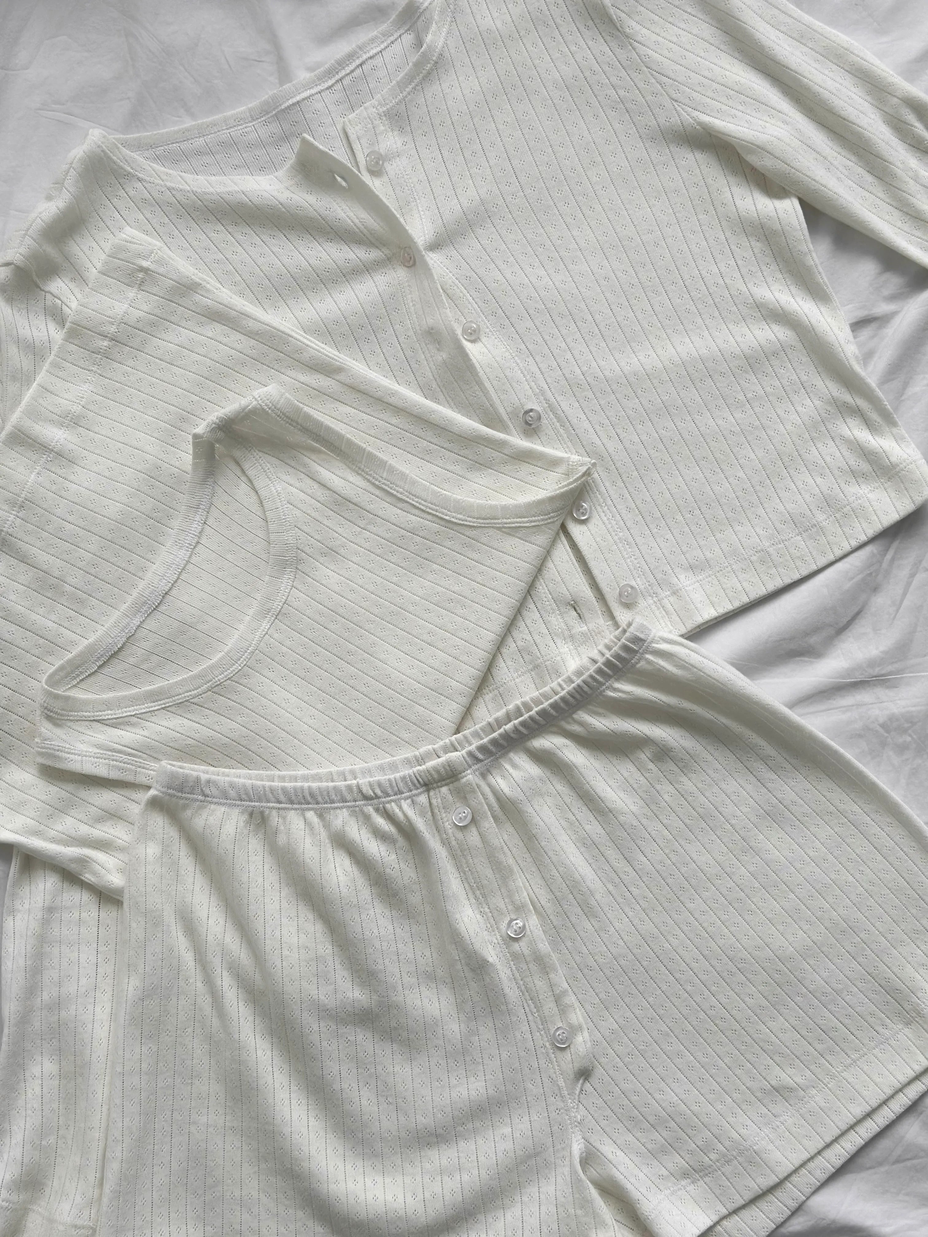 Ribbed T-shirt milk color
