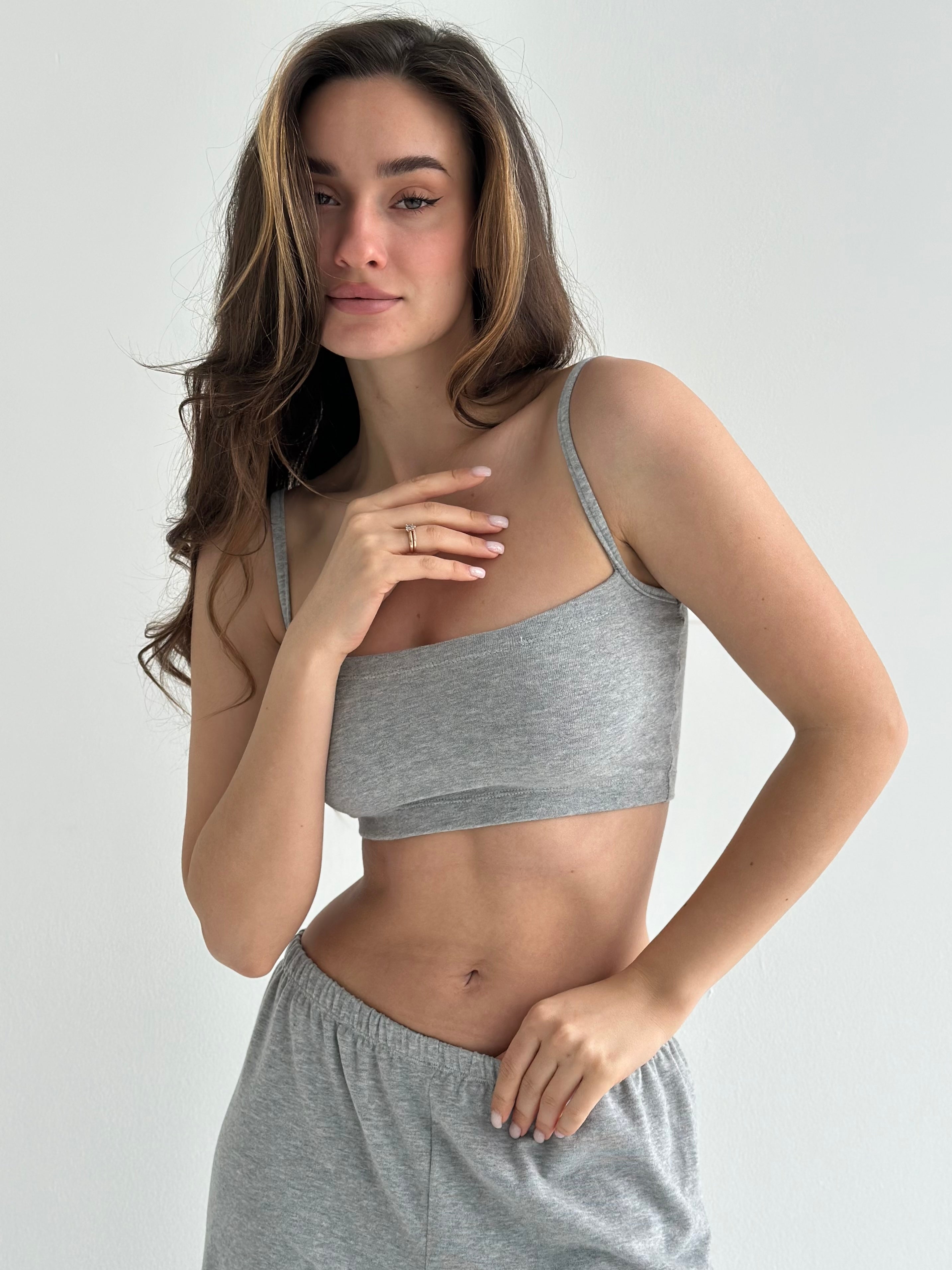 Knitwear "Tenderness" Top with straps gray