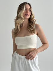 Knitwear "Tenderness" Top with straps  milky