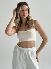 Knitwear "Tenderness" Top with straps  milky
