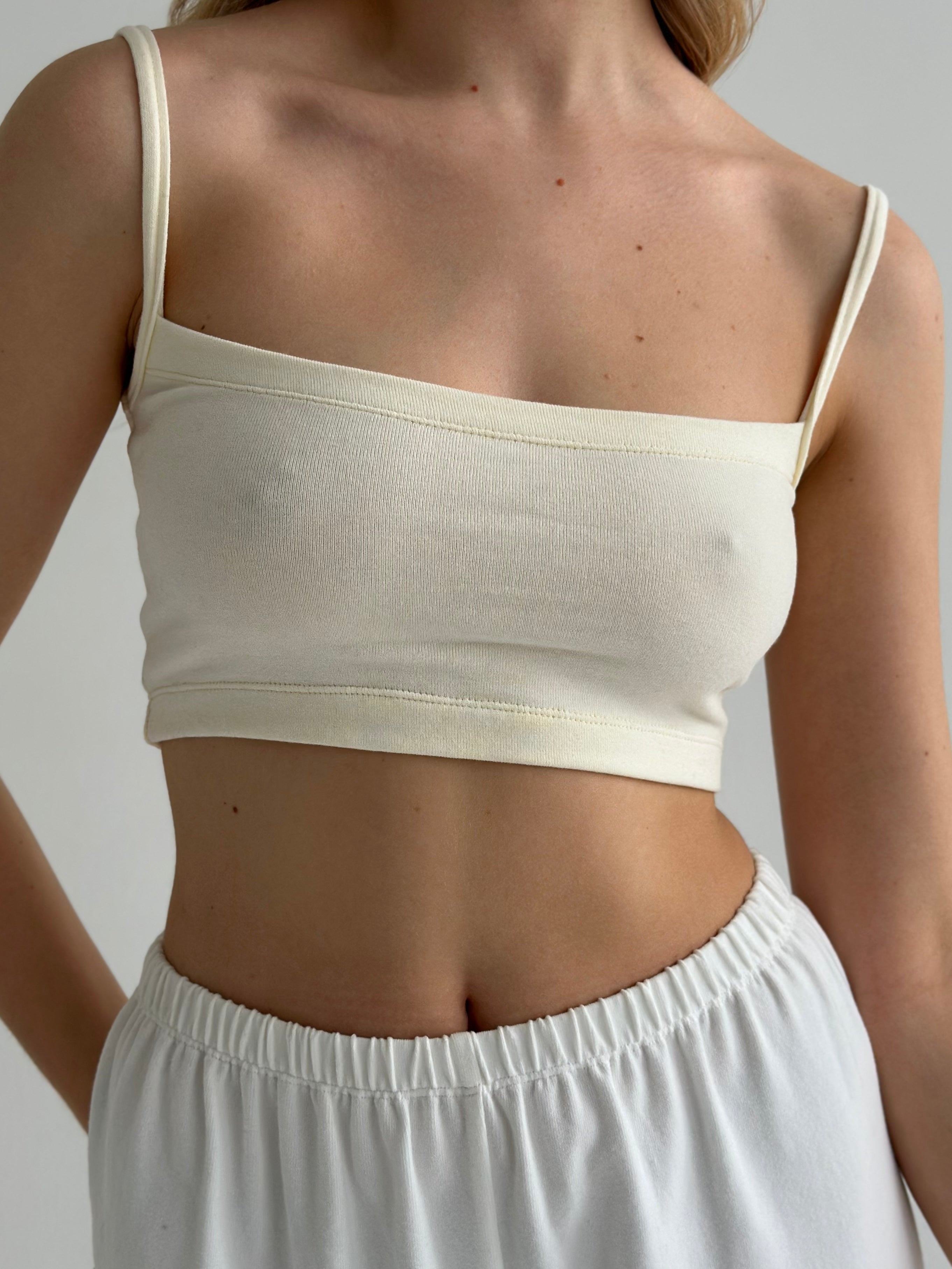 Knitwear "Tenderness" Top with straps  milky