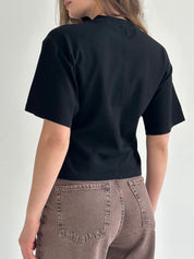 Fitted cotton T-shirt, black