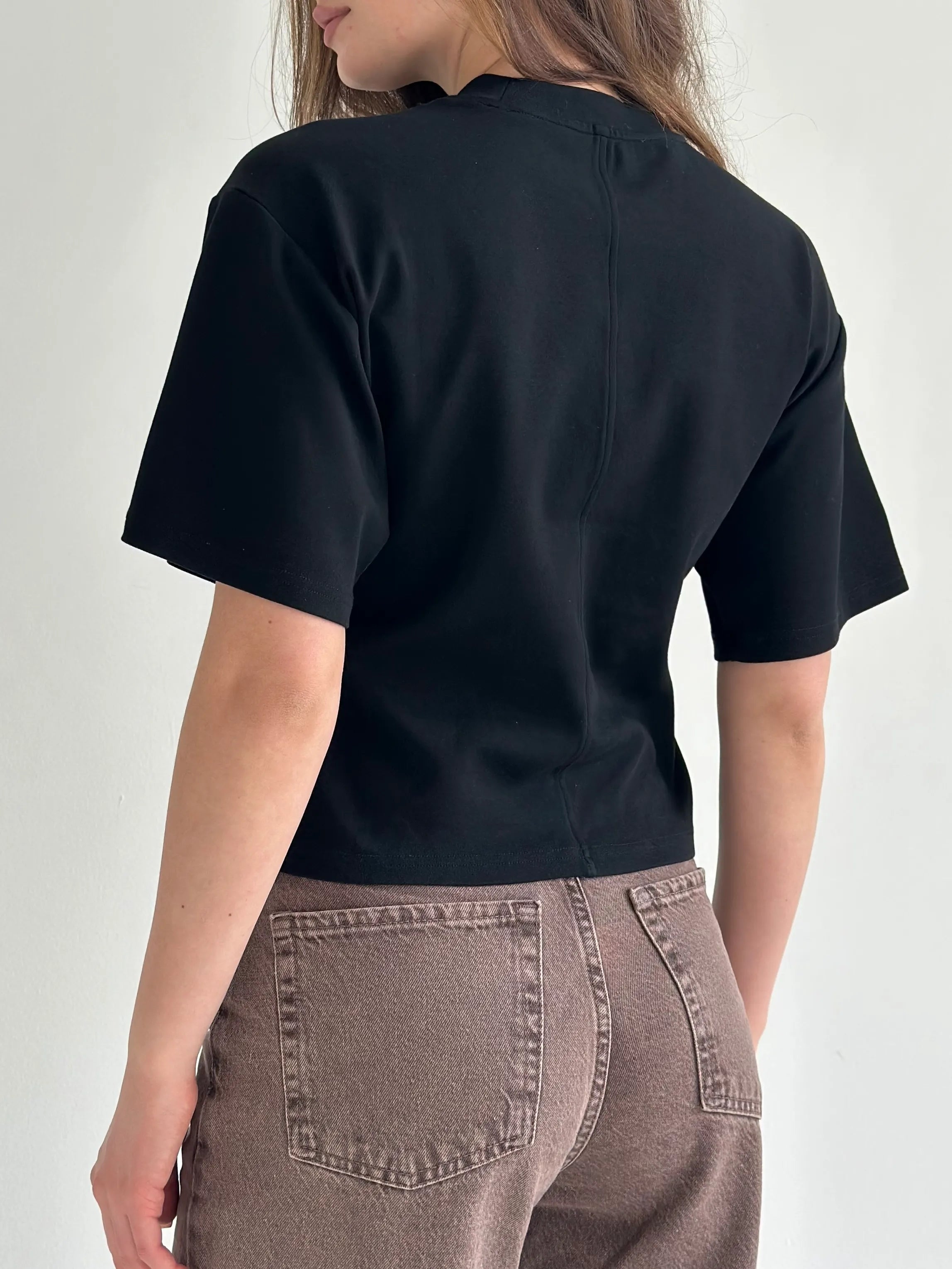 Fitted cotton T-shirt, black
