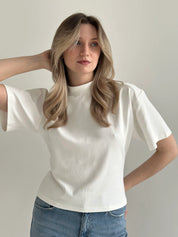 Fitted cotton T-shirt, white