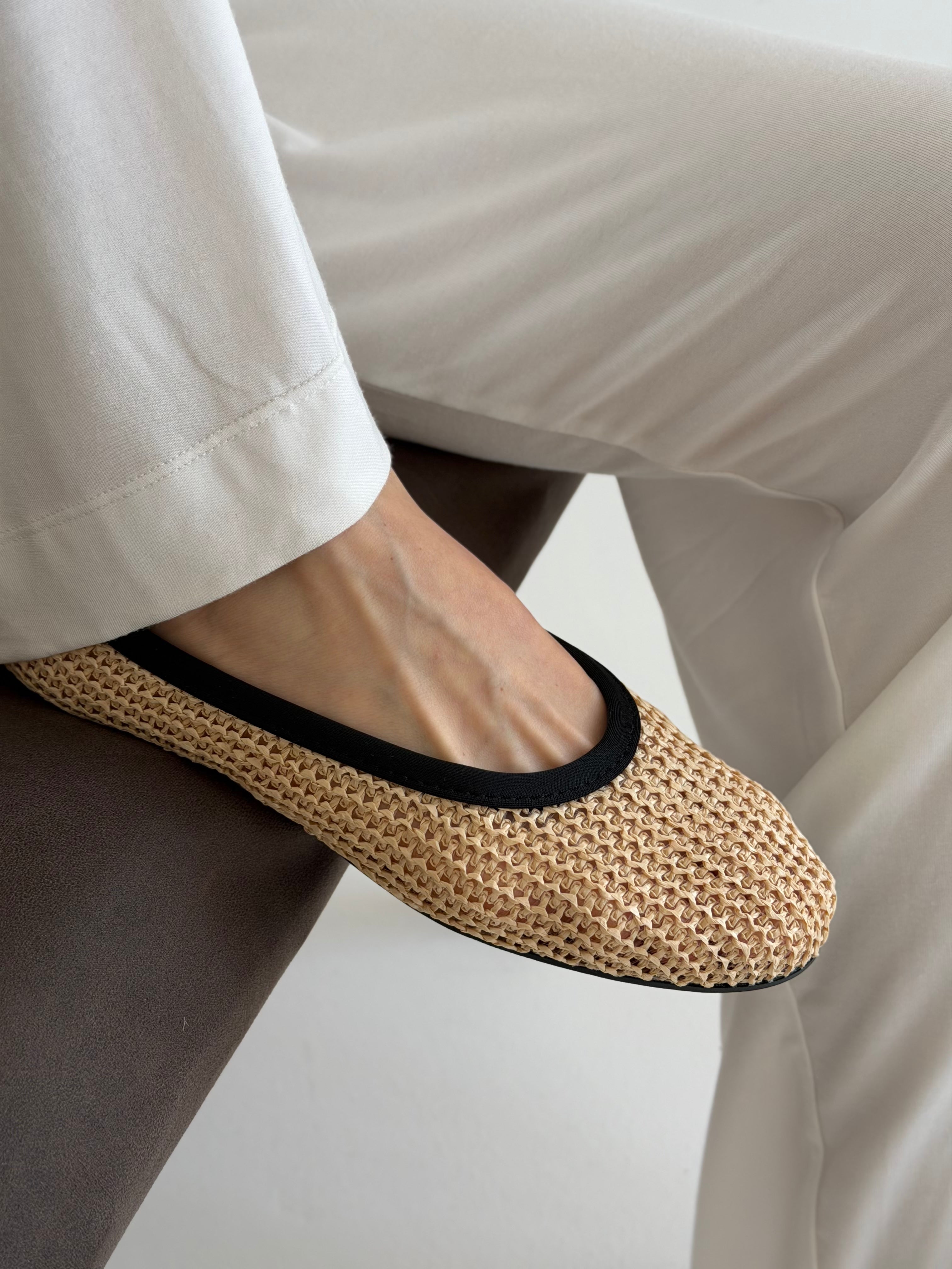 Shoes Ballet flats for women, matting, woven milk PVC