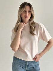 Fitted cotton T-shirt, pink