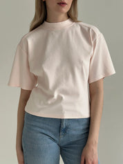 Fitted cotton T-shirt, pink