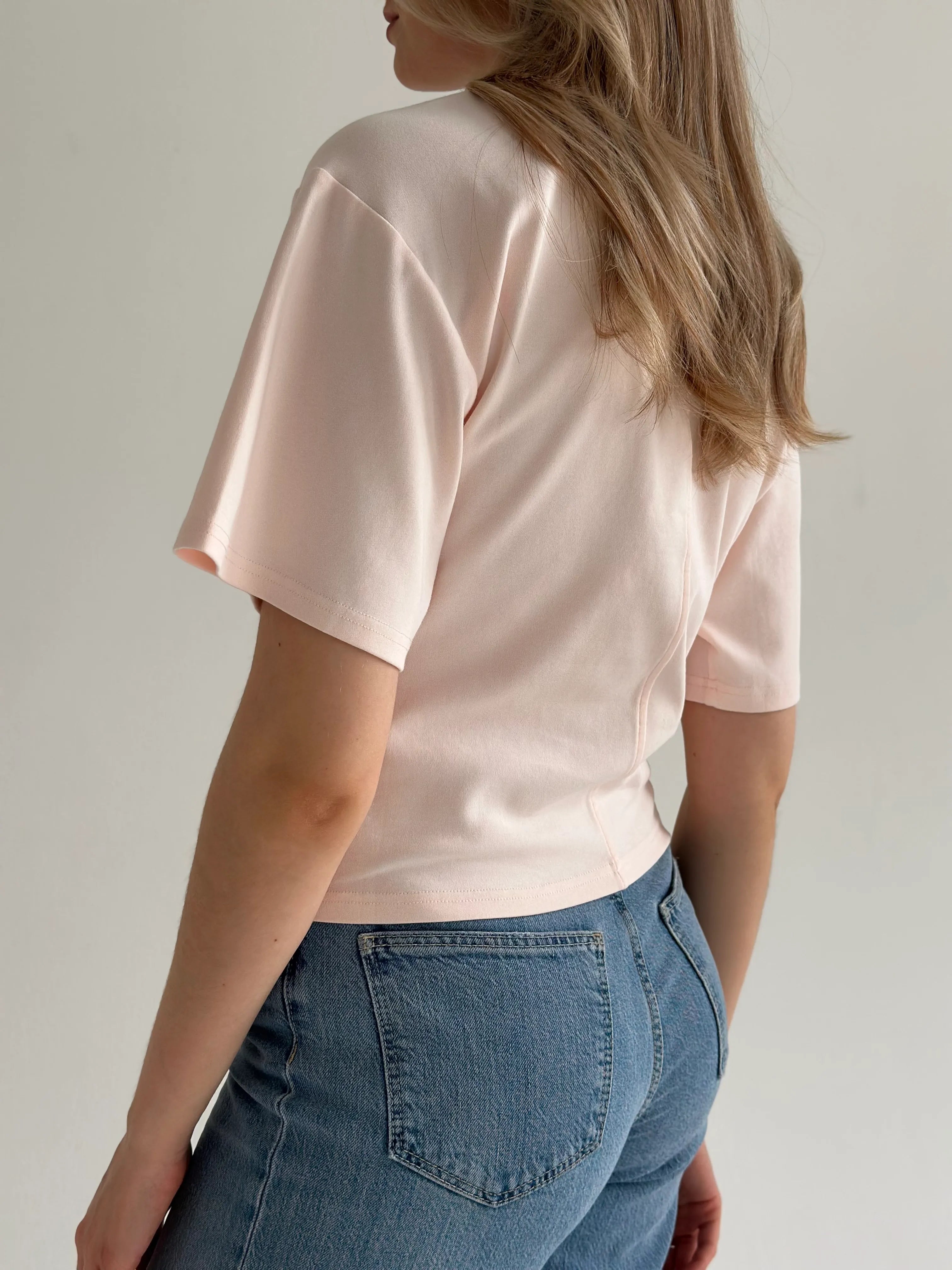 Fitted cotton T-shirt, pink