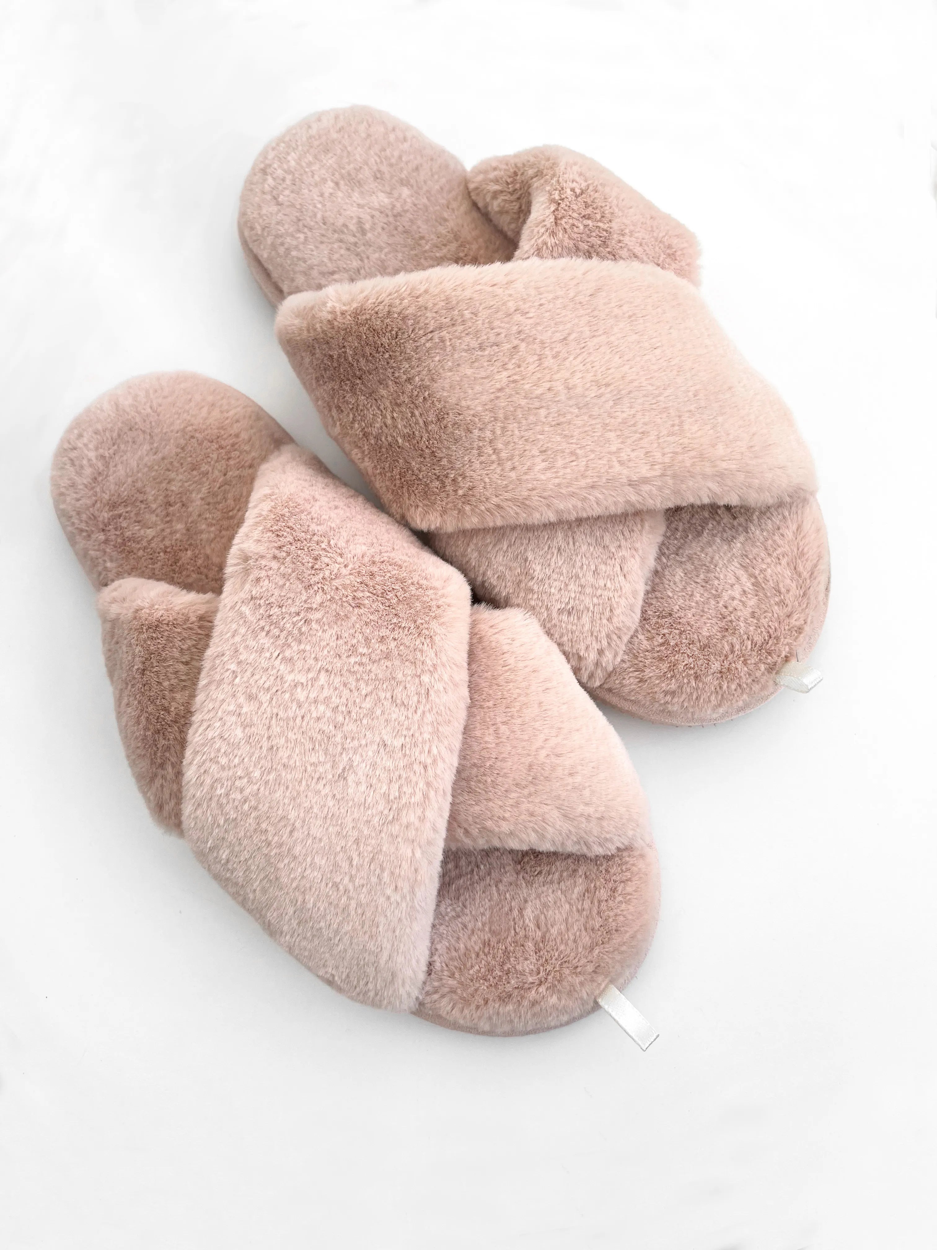 Women's slippers HS-LUX fur cross pink