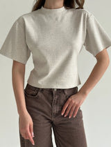 Fitted cotton T-shirt, beige