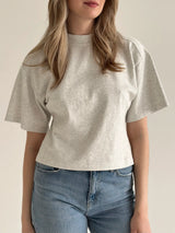 Fitted cotton T-shirt, light gray