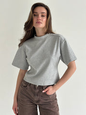 Fitted cotton T-shirt, gray