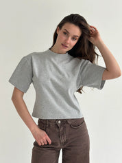 Fitted cotton T-shirt, gray