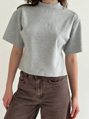 Fitted cotton T-shirt, gray