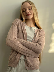 Cotton cardigan with buttons powder blue