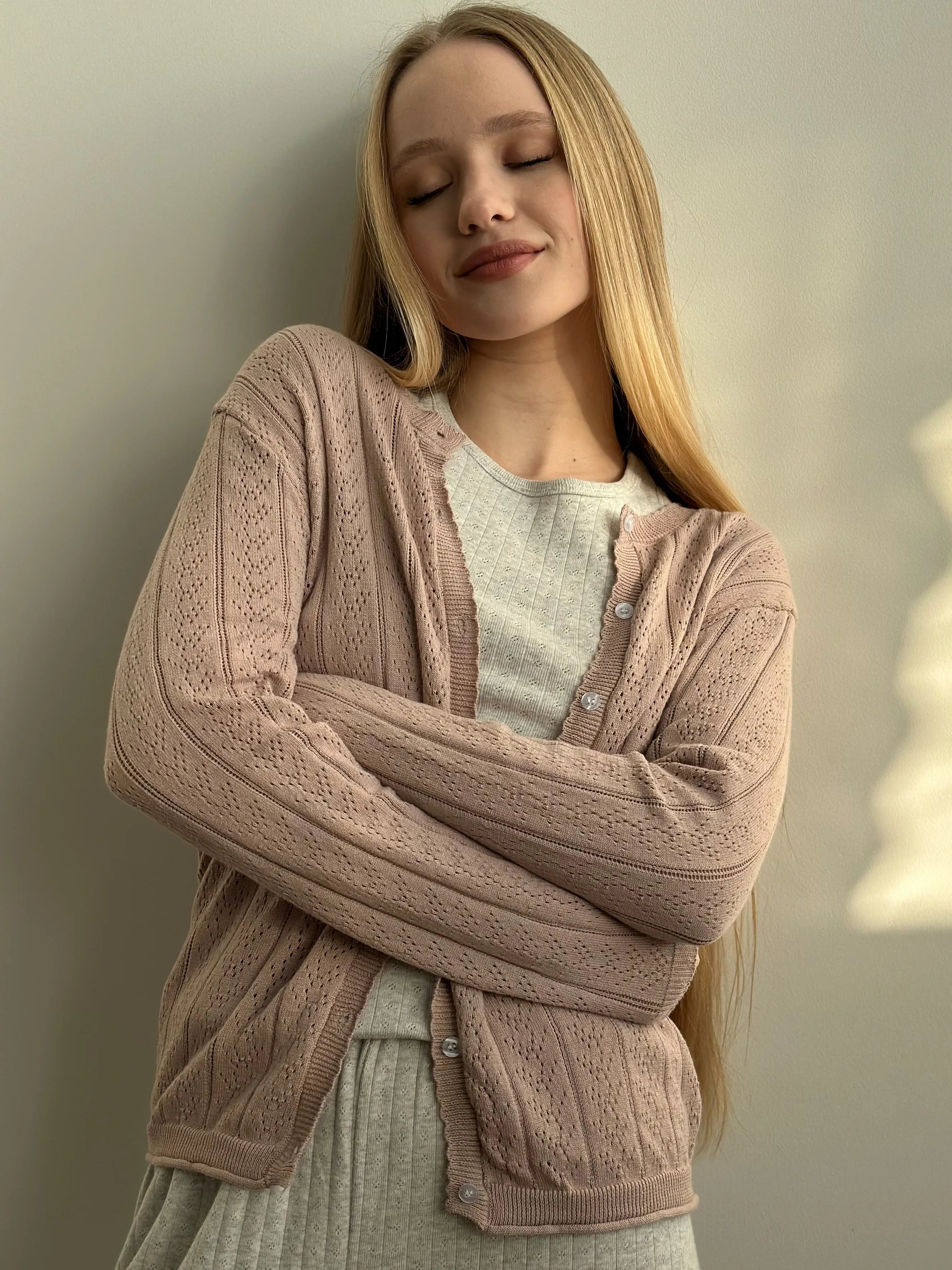 Cotton cardigan with buttons powder blue