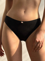 Lingerie Thongs Black Ribbed