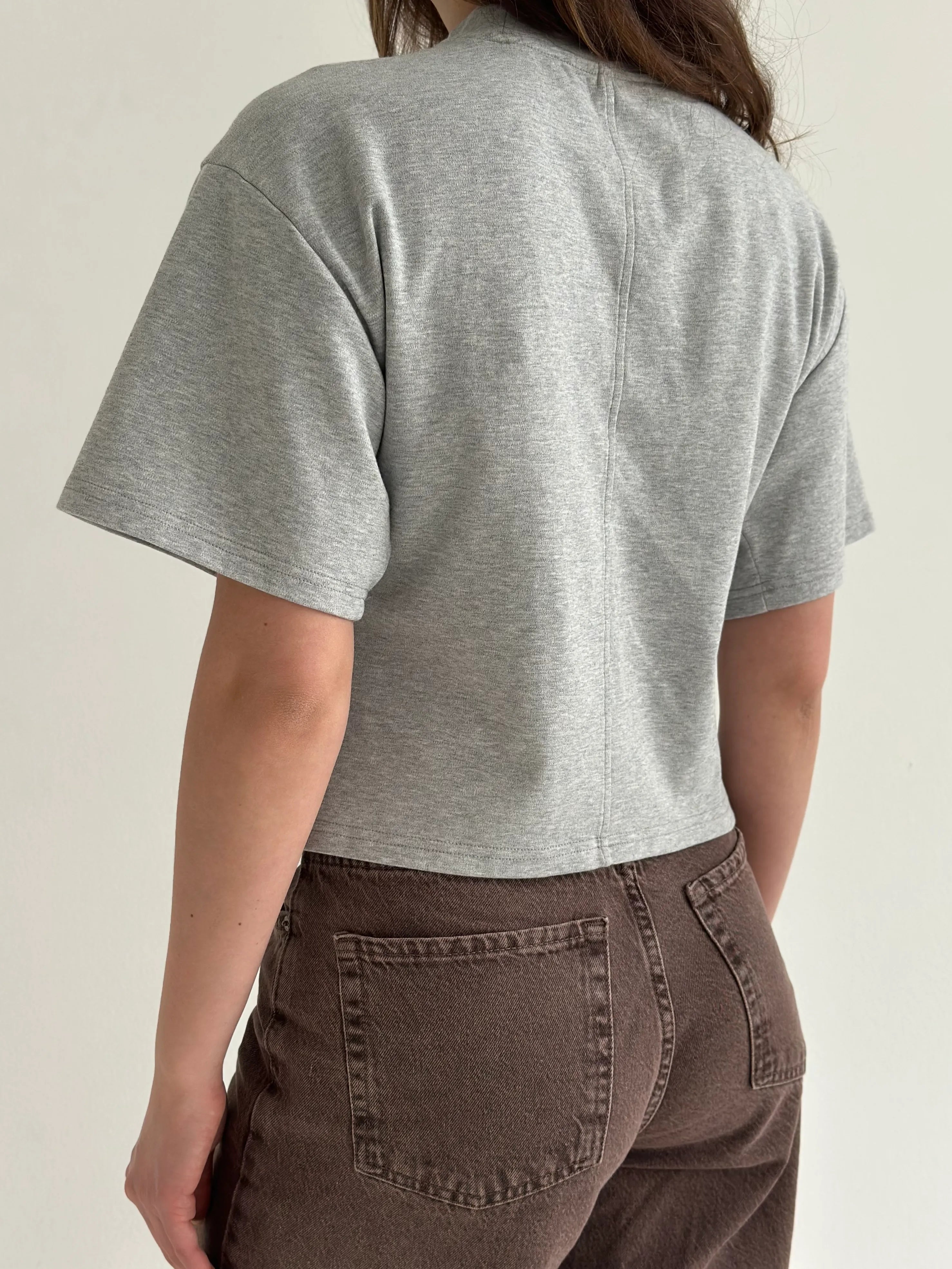 Fitted cotton T-shirt, gray