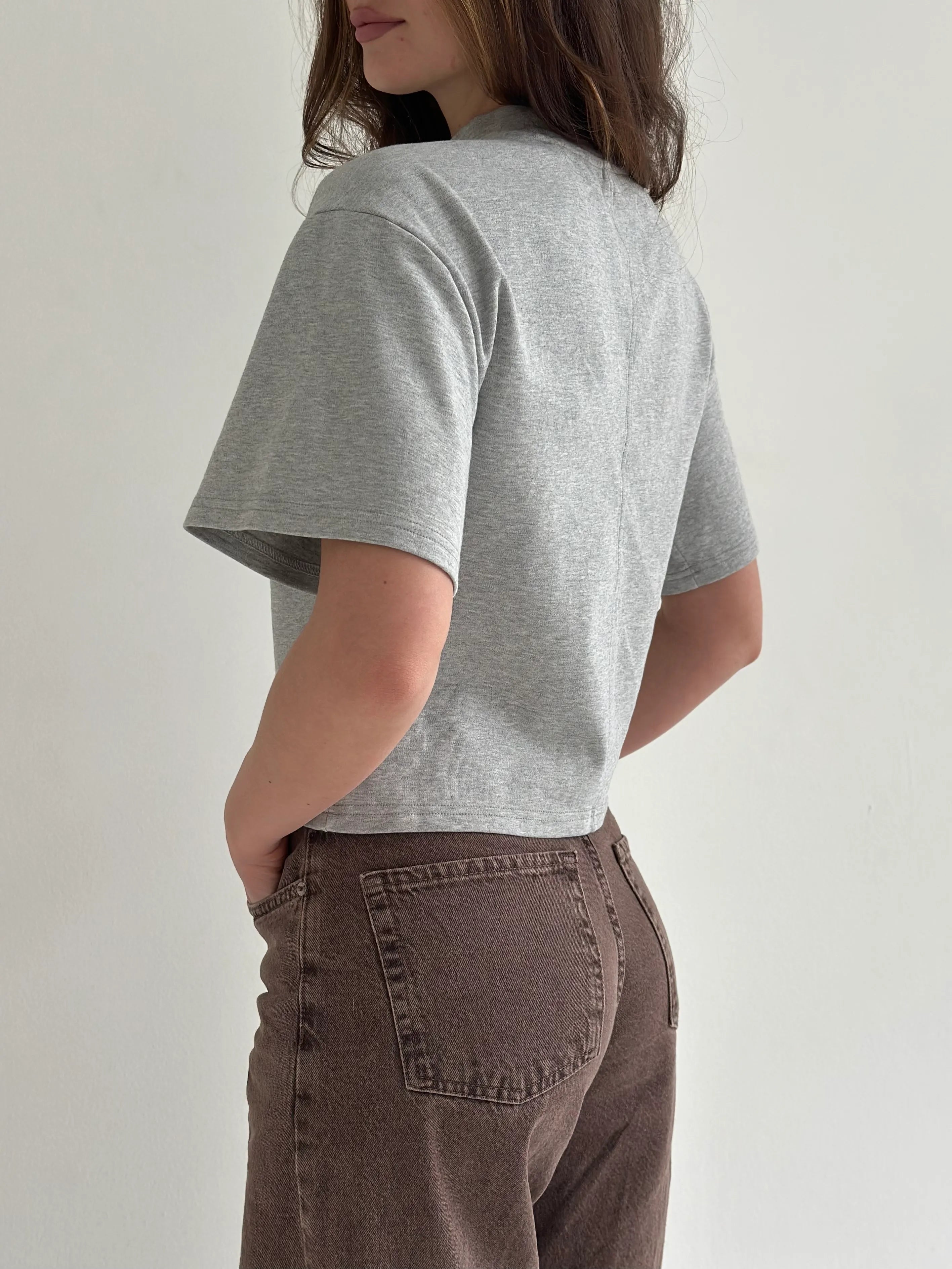 Fitted cotton T-shirt, gray