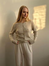 Light gray cotton button cardigan