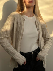 Light gray cotton button cardigan