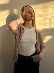 Cotton cardigan with buttons powder blue
