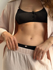 Lingerie Top Black Ribbed