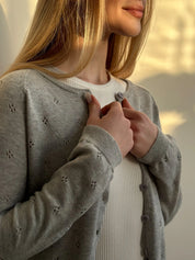 Cotton cardigan with buttons gray