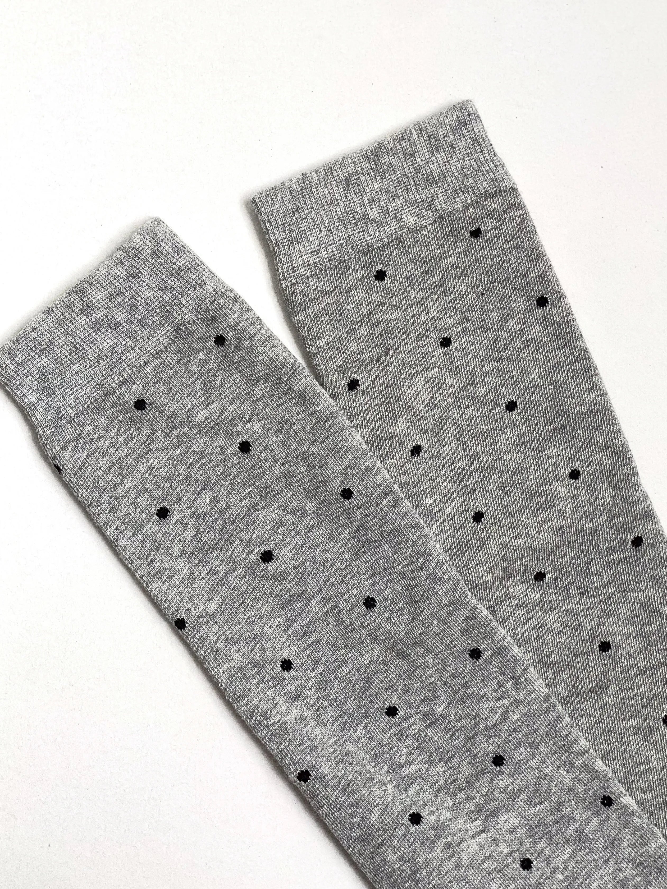 Cotton socks black polka dots on gray
