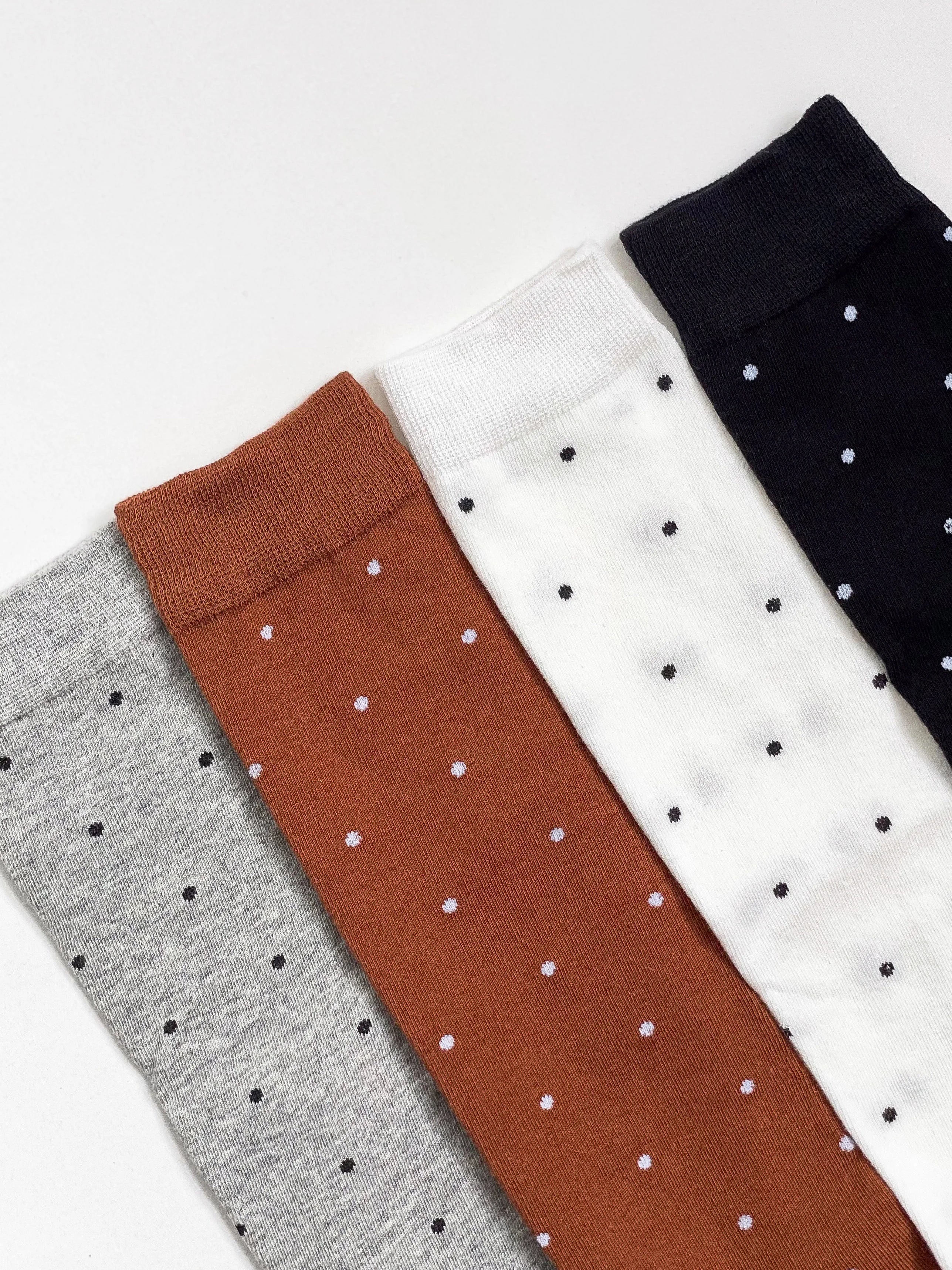 Cotton socks black polka dots on white