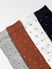 Cotton socks white polka dots on black
