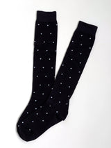 Cotton socks white polka dots on black