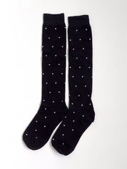 Cotton socks white polka dots on black