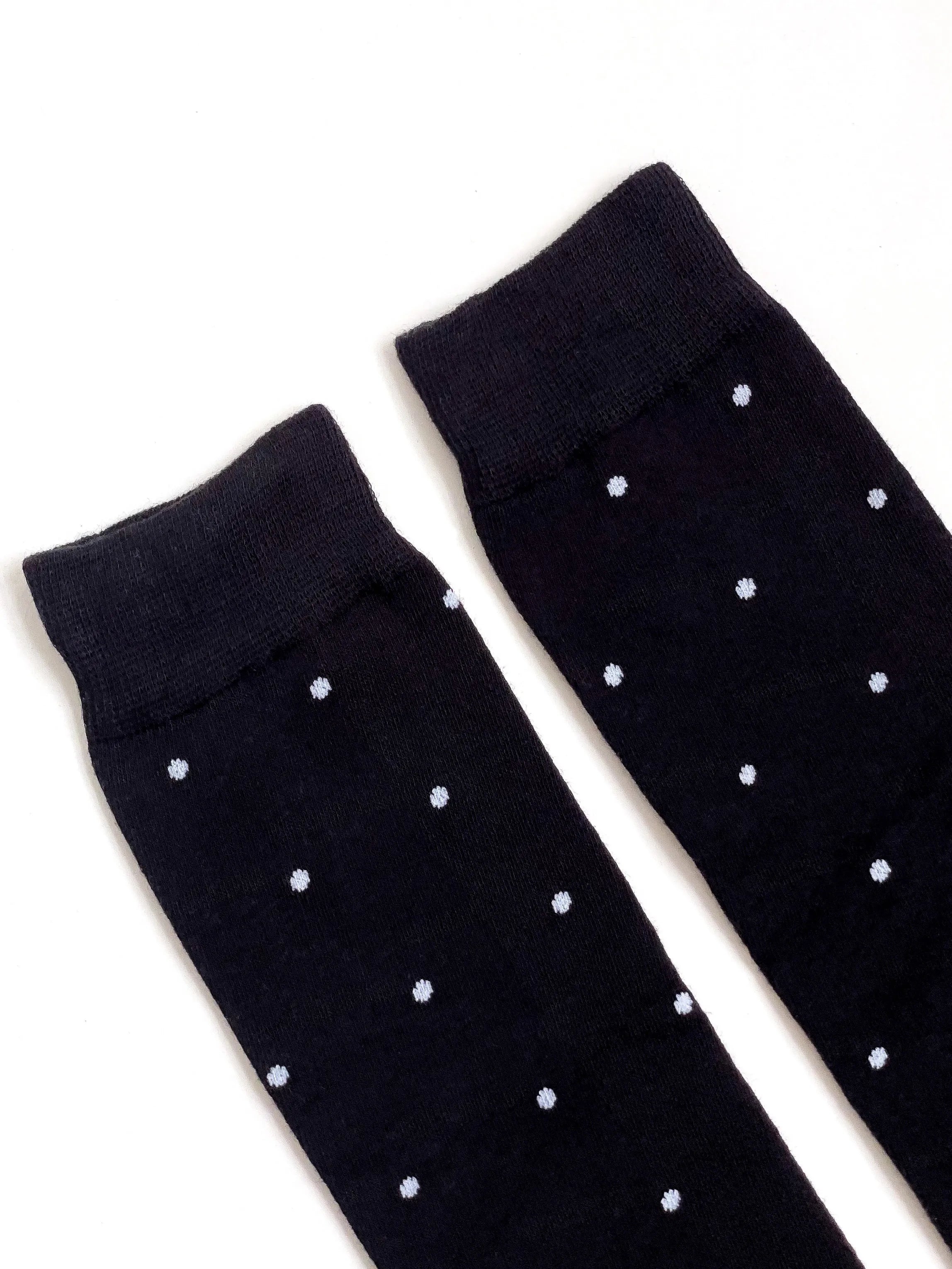 Cotton socks white polka dots on black