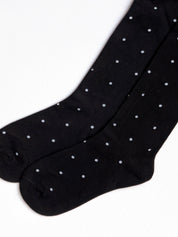 Cotton socks white polka dots on black