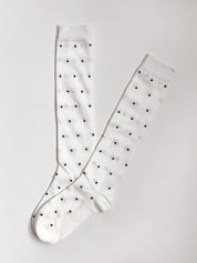 Cotton socks black polka dots on white