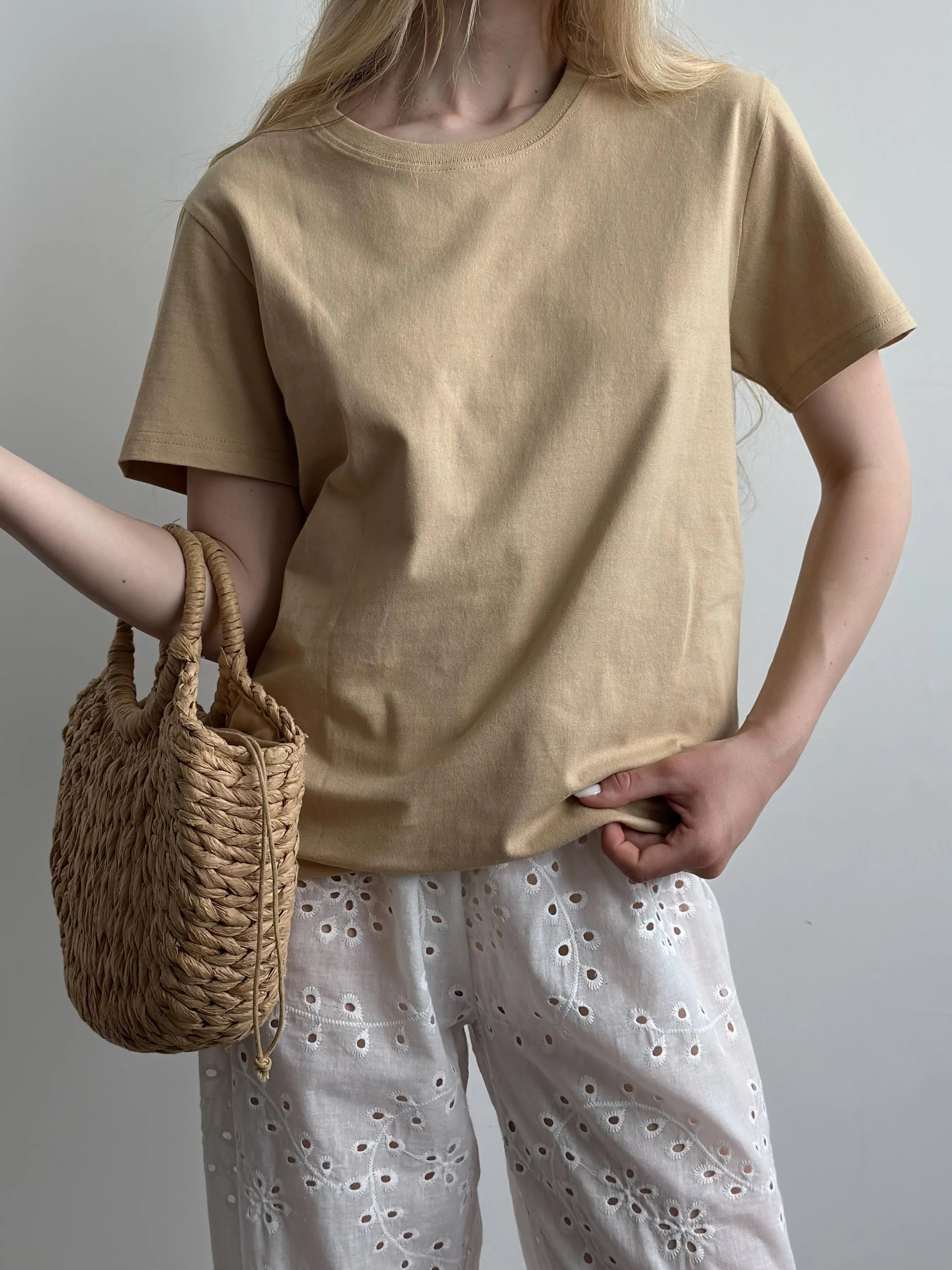 T-shirt Beige knit
