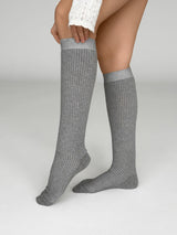 Gray melange knee-high socks