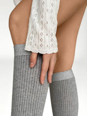 Gray melange knee-high socks