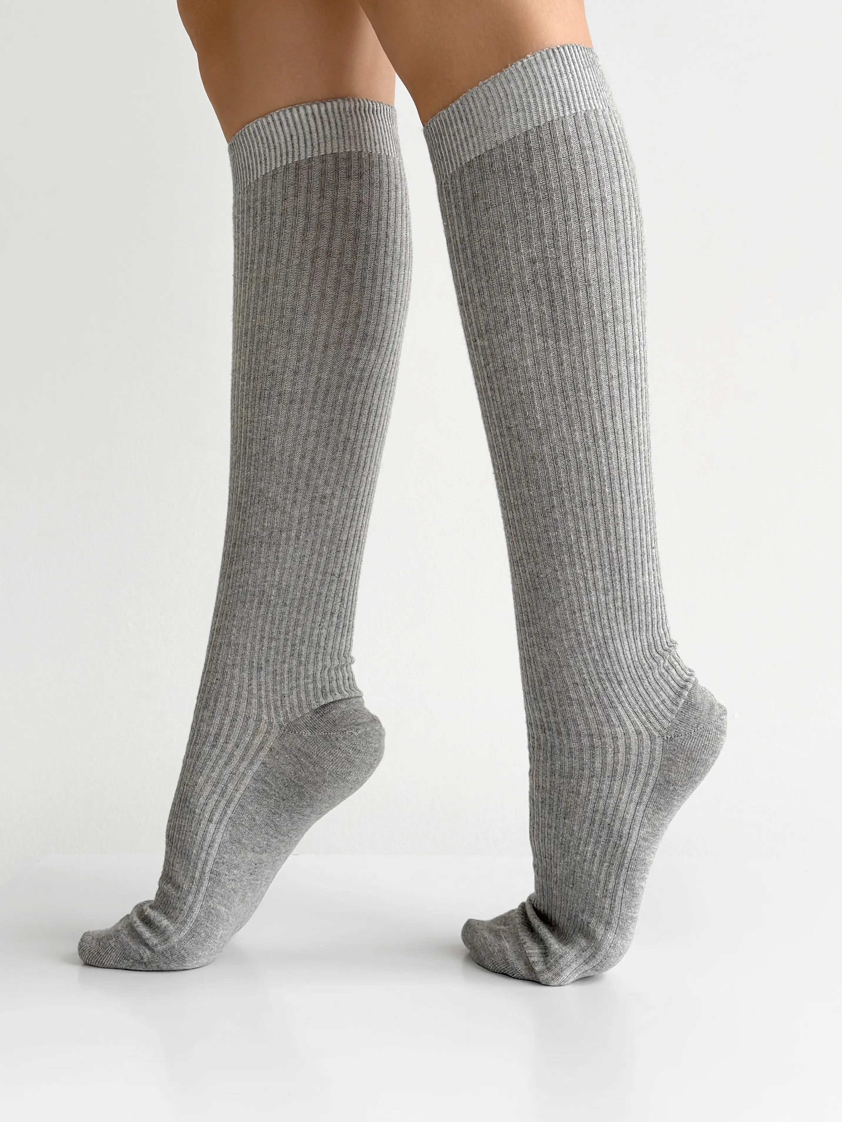 Gray melange knee-high socks