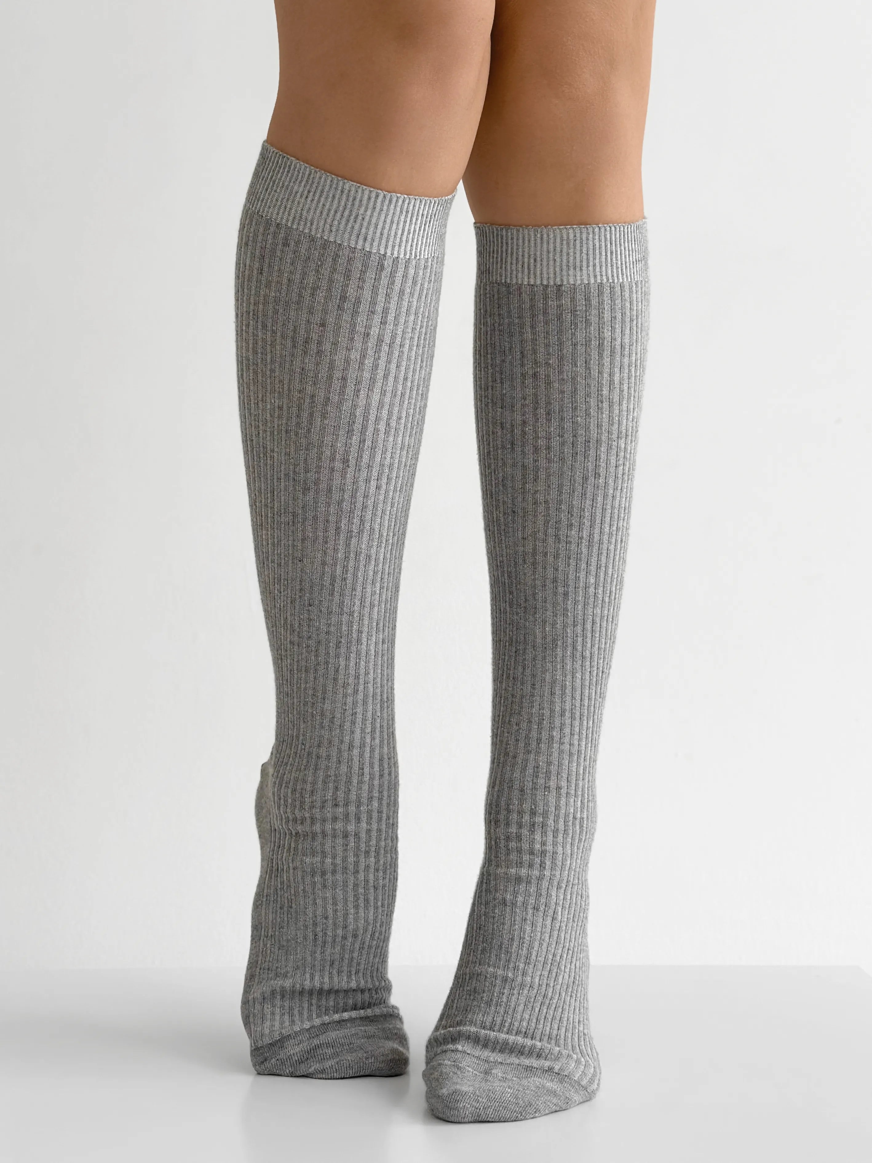 Gray melange knee-high socks