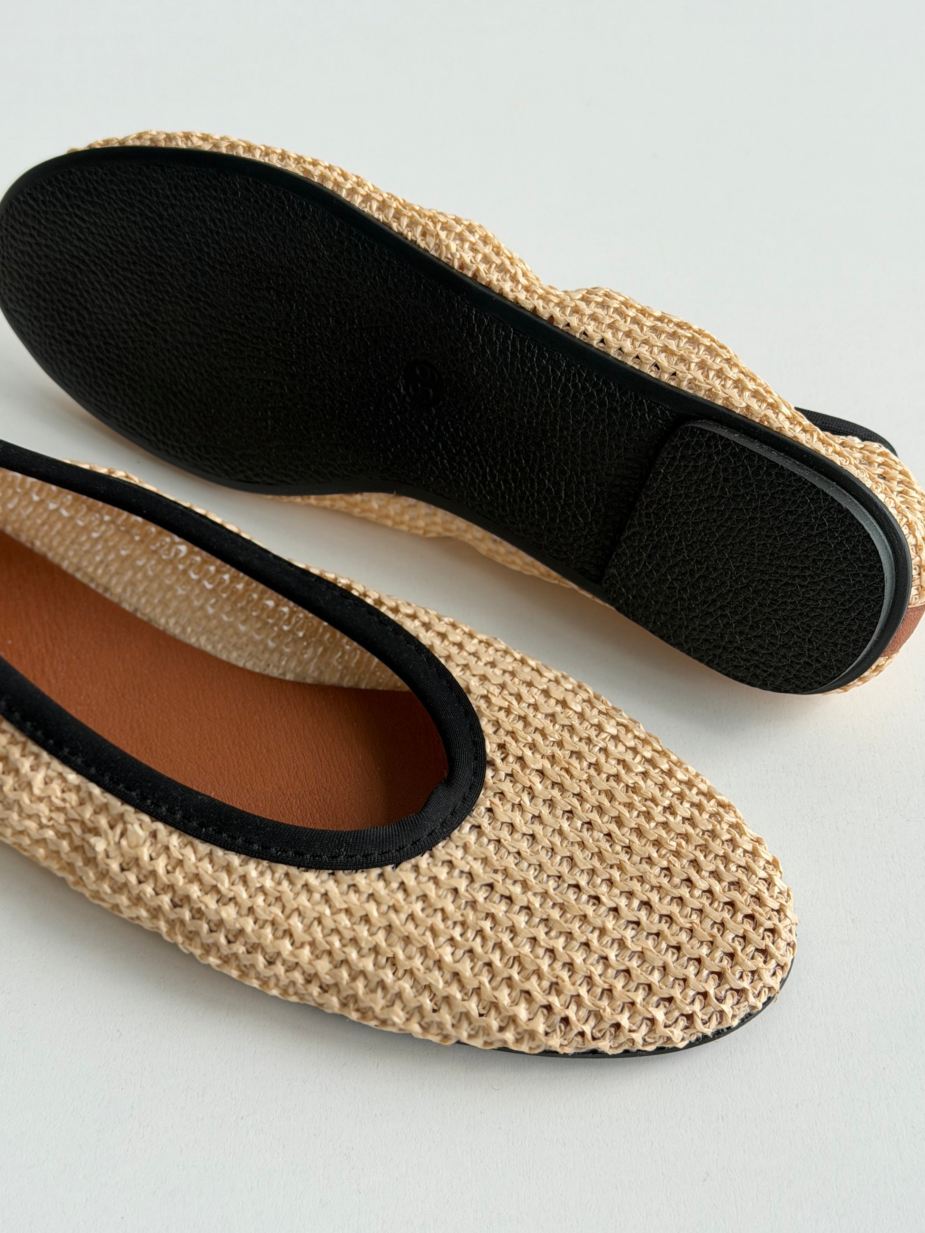 Shoes Ballet flats for women, matting, woven milk PVC